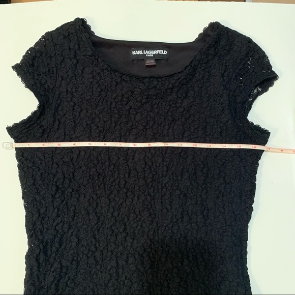 Karl Lagerfeld Paris Lace Overlay T-Shirt Black Size Small - Picture 6 of 7